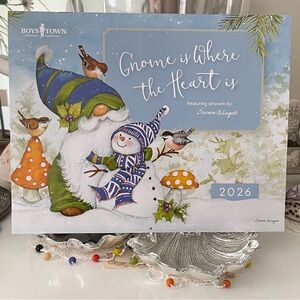 Boys Town 2026 Gnome Wall Calendar with moon 🌒phases, US holidays